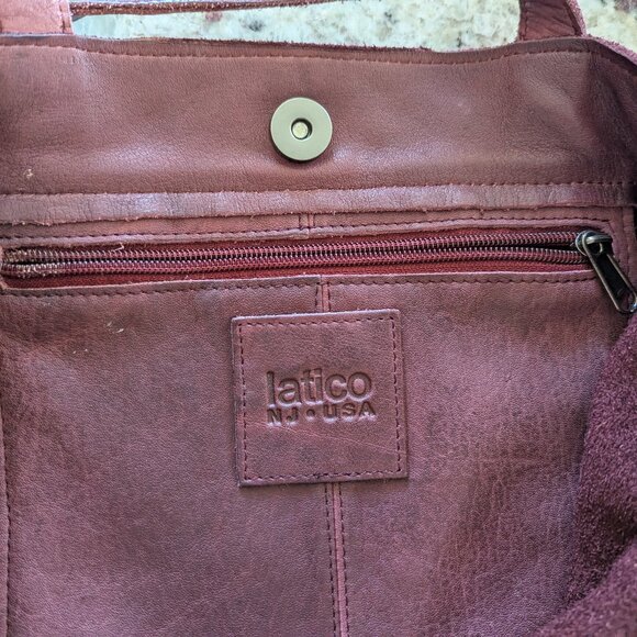 Latico Margie Leather Minimalist Slouchy Tote Book Shoulder Bag in Burgundy - Picture 11 of 14